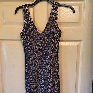 Elegant Navy Blue Lace Dress